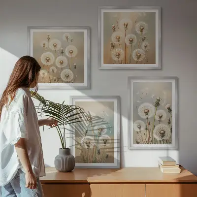 Set van posters met lijst Pastelkleurige paardenbloemen