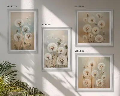 Set van posters met lijst Pastelkleurige paardenbloemen