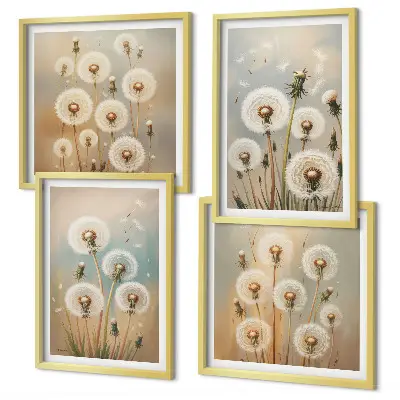 Set van posters met lijst Pastelkleurige paardenbloemen