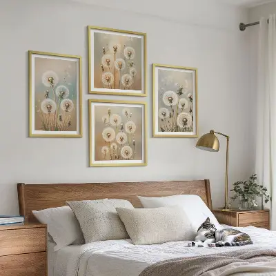 Set van posters met lijst Pastelkleurige paardenbloemen