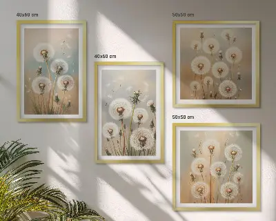Set van posters met lijst Pastelkleurige paardenbloemen