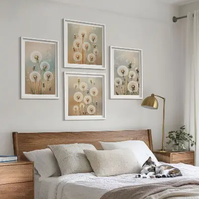 Set van posters met lijst Pastelkleurige paardenbloemen
