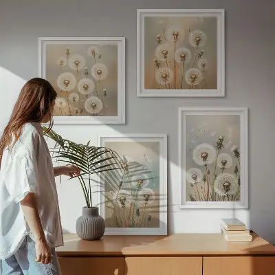 Set van posters met lijst Pastelkleurige paardenbloemen