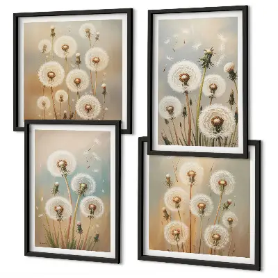 Set van posters met lijst Pastelkleurige paardenbloemen