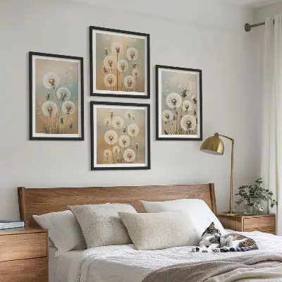 Set van posters met lijst Pastelkleurige paardenbloemen
