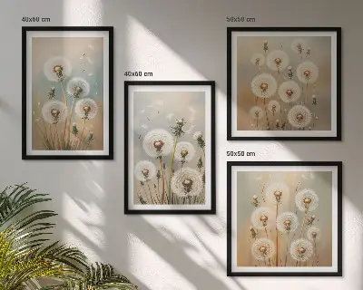 Set van posters met lijst Pastelkleurige paardenbloemen