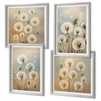 Set van posters met lijst Pastelkleurige paardenbloemen