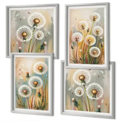 Paardenbloemen met pastelkleurige grassen meerluik in lijst