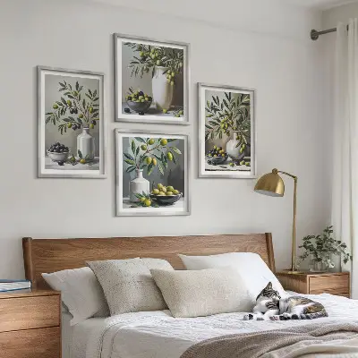 Set van posters met lijst Olijven in keramisch grijs