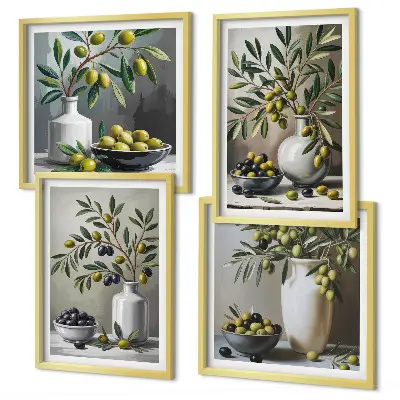 Set van posters met lijst Olijven in keramisch grijs