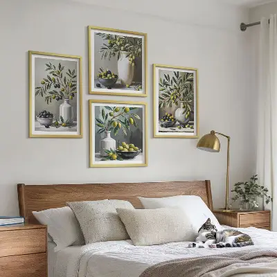 Set van posters met lijst Olijven in keramisch grijs