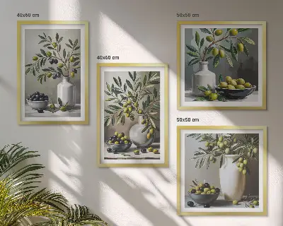 Set van posters met lijst Olijven in keramisch grijs