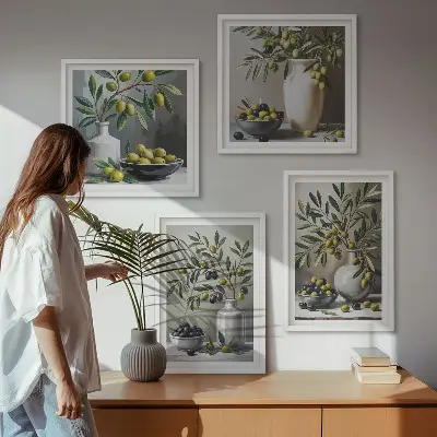 Set van posters met lijst Olijven in keramisch grijs