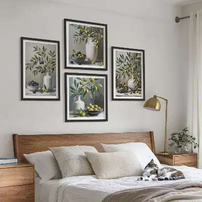 Set van posters met lijst Olijven in keramisch grijs