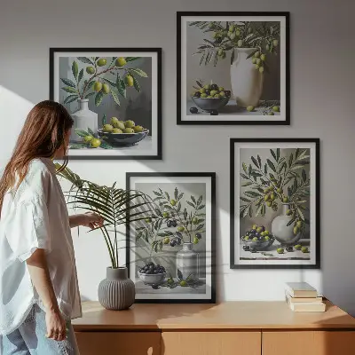 Set van posters met lijst Olijven in keramisch grijs