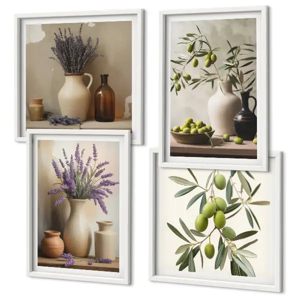 Bloemen in vazen als decoratie meerluik in lijst