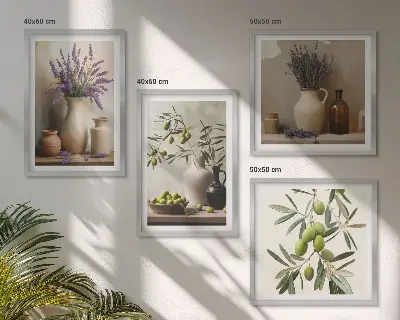 Bloemen in vazen als decoratie meerluik in lijst