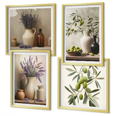 Bloemen in vazen als decoratie meerluik in lijst
