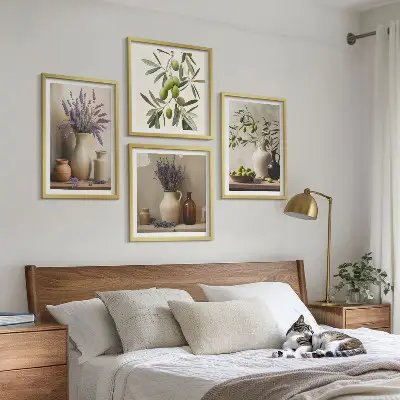 Bloemen in vazen als decoratie meerluik in lijst