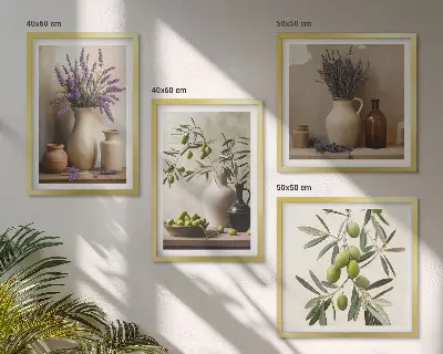 Bloemen in vazen als decoratie meerluik in lijst