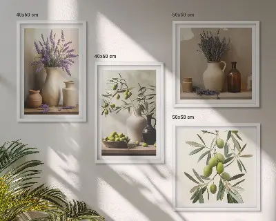 Bloemen in vazen als decoratie meerluik in lijst