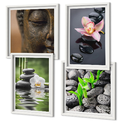 Set van posters met lijst Vredige Zen Bloemen Boeddha Compositie