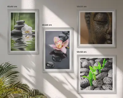 Vredige Zen Bloemen Boeddha Compositie set van posters met lijst