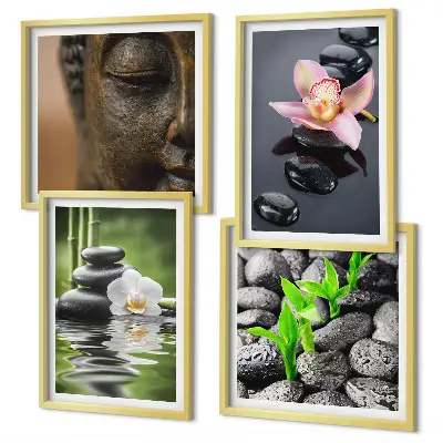 Vredige Zen Bloemen Boeddha Compositie set van posters met lijst