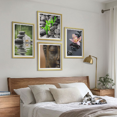 Set van posters met lijst Vredige Zen Bloemen Boeddha Compositie