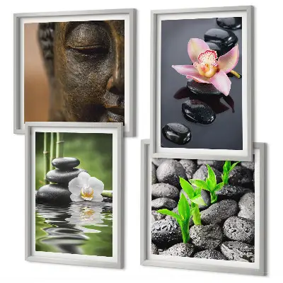 Vredige Zen Bloemen Boeddha Compositie set van posters met lijst