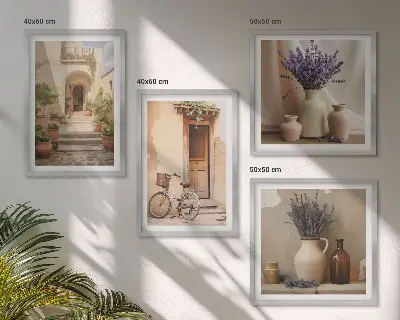 Lavendelbloemen en architectuur meerluik in lijst