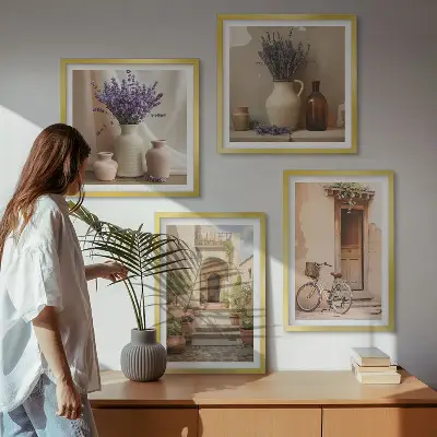 Lavendelbloemen en architectuur meerluik in lijst