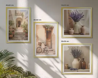 Lavendelbloemen en architectuur meerluik in lijst