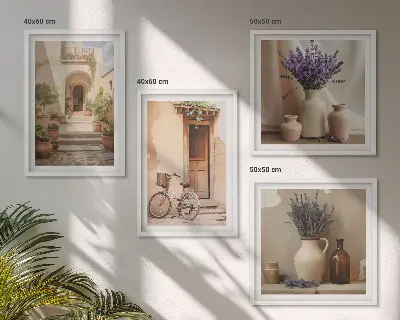 Lavendelbloemen en architectuur meerluik in lijst