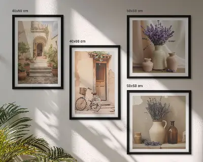 Lavendelbloemen en architectuur meerluik in lijst