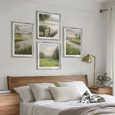 Zomerse landschappen rivierweide meerluik in lijst