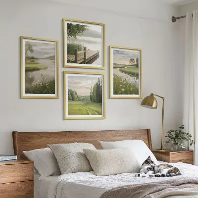 Zomerse landschappen rivierweide meerluik in lijst