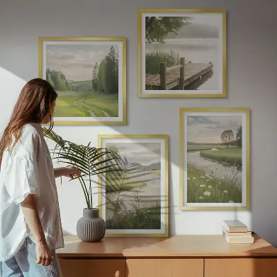 Zomerse landschappen rivierweide meerluik in lijst