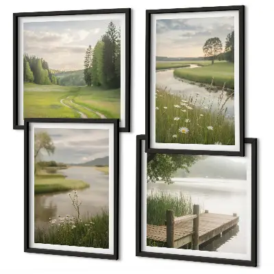 Zomerse landschappen rivierweide meerluik in lijst