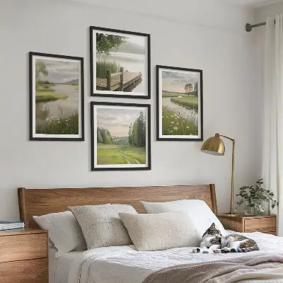 Zomerse landschappen rivierweide meerluik in lijst
