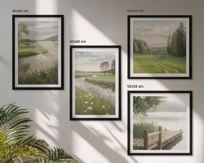 Zomerse landschappen rivierweide meerluik in lijst
