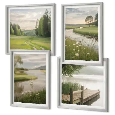 Zomerse landschappen rivierweide meerluik in lijst