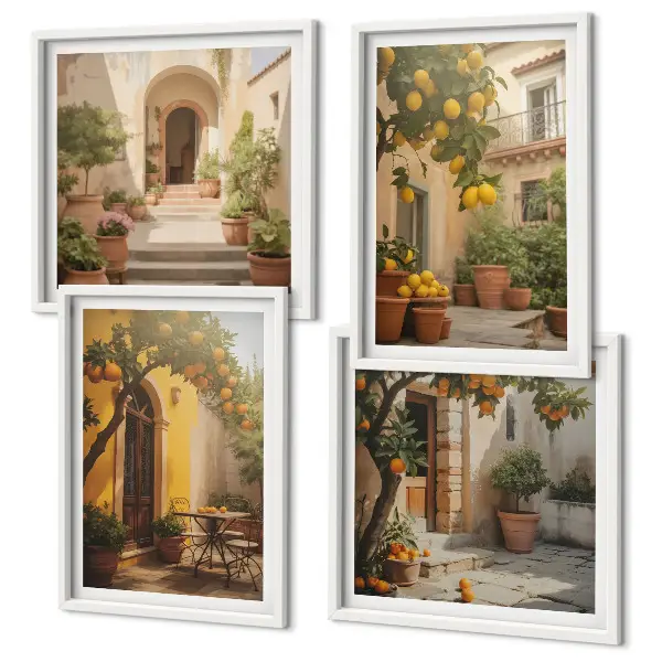 Terras met citrusbomen set van posters met lijst