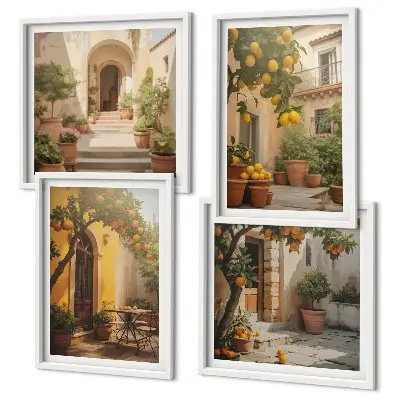 Terras met citrusbomen set van posters met lijst
