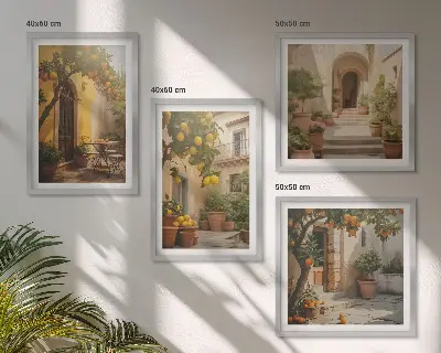Terras met citrusbomen set van posters met lijst
