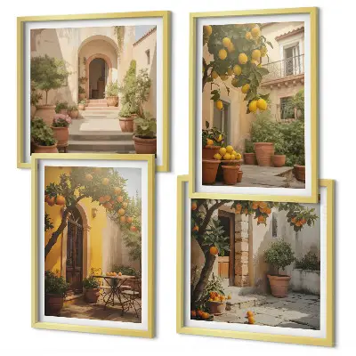Terras met citrusbomen set van posters met lijst
