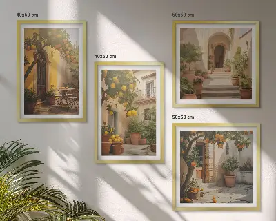 Terras met citrusbomen set van posters met lijst