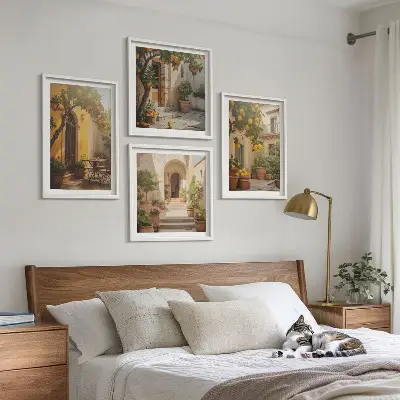 Terras met citrusbomen set van posters met lijst