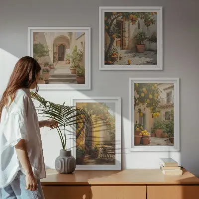 Terras met citrusbomen set van posters met lijst
