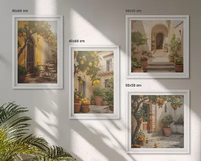Terras met citrusbomen set van posters met lijst